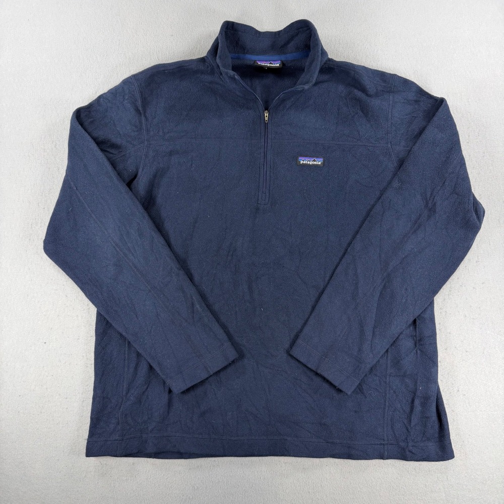 Vtg Patagonia Mens Micro D Quarter Zip Fleece Pullover Navy Blue Large